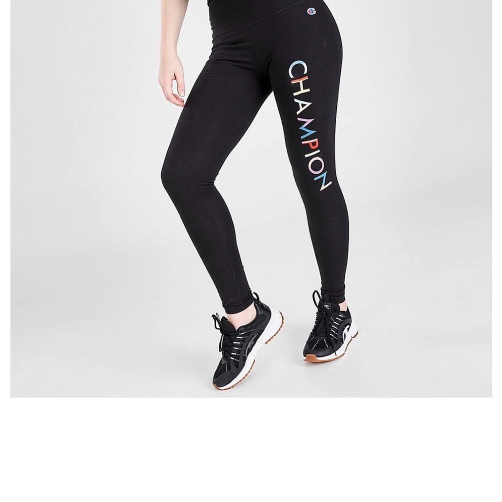 Champion Black Leggings with Colorful Logo